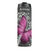 Magenta Rustic Butterfly - Aangepast Thermosbeker (Voorkant)