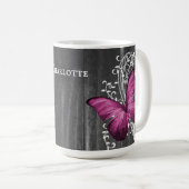 Magenta Rustic Butterfly - Mok op maat van koffie (Voorkant rechts)