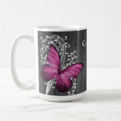 Magenta Rustic Butterfly - Mok op maat van koffie (Links)