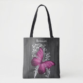 Magenta Rustic Butterfly Personalized Canvas tas (Voorkant)