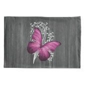 Magenta Rustic Butterfly Personalized Kussensloop (Achterkant)