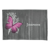 Magenta Rustic Butterfly Personalized Kussensloop (Voorkant)