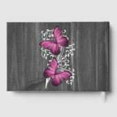 Magenta Rustic Butterfly Wedding Guestbook Gastenboek (Achterkant)