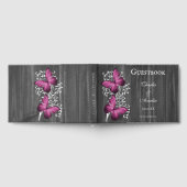 Magenta Rustic Butterfly Wedding Guestbook Gastenboek (Volledig)