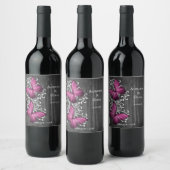 Magenta Rustic Butterfly Wine Label Wijn Etiket (Flessen)
