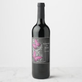 Magenta Rustic Butterfly Wine Label Wijn Etiket (Voorkant)