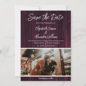 Magenta Rustic Foto Save The Date (Voorkant)