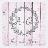 Magenta Rustic Monogram Weddenschap Bedankt Vierkante Sticker (Voorkant)