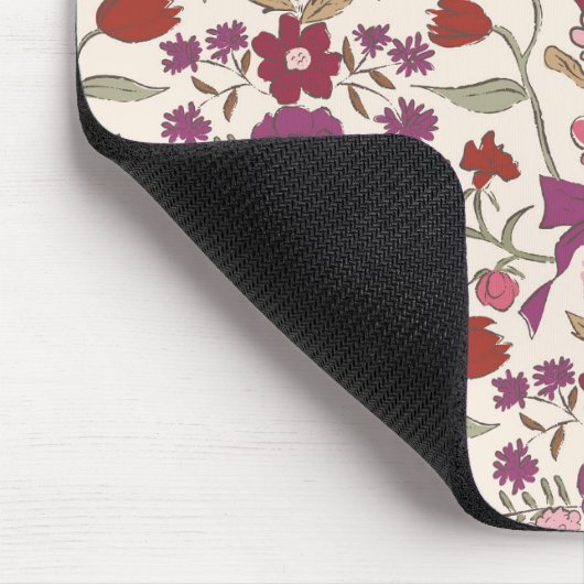 Magenta Rustieke Bogen en Bloesems Muismat (Hoek)