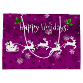 Magenta Santa's Slape and Reindeer Gift Bag Groot Cadeauzakje (Achterkant)
