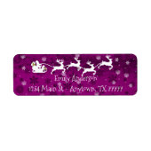 Magenta Santa's Sleigh and Reindeer Address Label (Voorkant)