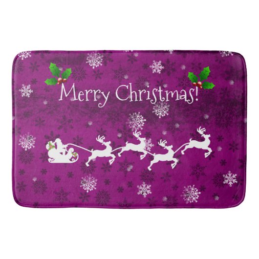 Magenta Santa's Sleigh and Reindeer Bath Mat (Voorkant)