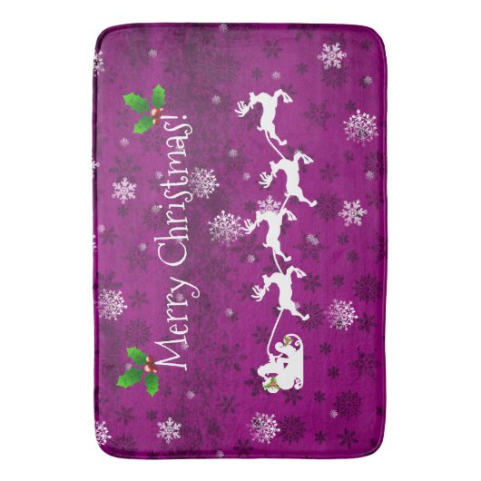 Magenta Santa's Sleigh and Reindeer Bath Mat (Voorkant Verticaal)