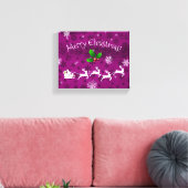 Magenta Santa's Sleigh and Reindeer Canvas afdrukk Afdruk (Insitu (Woonkamer))