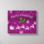 Magenta Santa's Sleigh and Reindeer Canvas afdrukk Afdruk (Voorkant)
