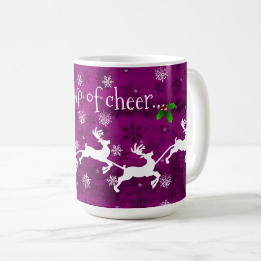 Magenta Santa's Sleigh and Reindeer Coffee Mok (Voorkant rechts)