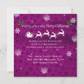 Magenta Santa's Sleigh and Reindeer Invitation Kaart (Achterkant)