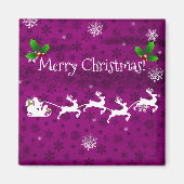 Magenta Santa's Sleigh and Reindeer Magnet (Voorkant)