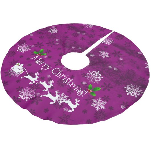 Magenta Santa's Sleigh and Reindeer Tree Skirt Kerstboom Rok (Gekanteld)