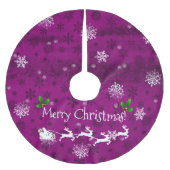 Magenta Santa's Sleigh and Reindeer Tree Skirt Kerstboom Rok (Voorkant)
