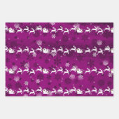 Magenta Santa's Sleigh and Reindeer Wrapping Paper (Voorkant 3)