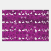 Magenta Santa's Sleigh and Reindeer Wrapping Paper (Voorkant 2)
