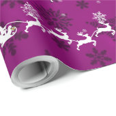 Magenta Santa's Sleigh and Reindeer Wrapping Paper Cadeaupapier (Rol Hoek)