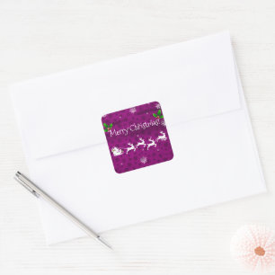 Magenta Santa's Sleigh & Reindeer Sticker