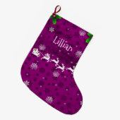 Magenta Santa's Sleigh & Reindeer Stocking Grote Kerstsok (Voorkant (Hangend))