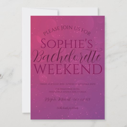 Magenta schaduw Bachelorette weekend & details Kaart (Voorkant)