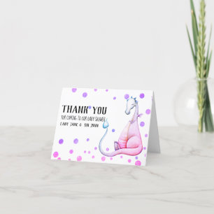 ** Magenta Schattige Dragon Baby shower Dank u Bedankkaart