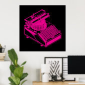 Magenta-schrijfmachine Poster (Thuiskantoor)