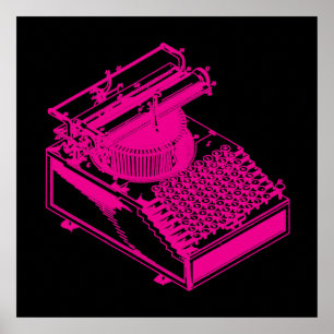 Magenta-schrijfmachine Poster