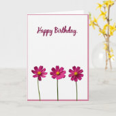 Magenta Script Verjaardagskaart Kaart (Gele Bloem)