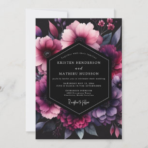 Magenta Shadow Bloom Bruiloft Kaart