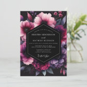 Magenta Shadow Bloom Bruiloft Kaart (Staand voorkant)