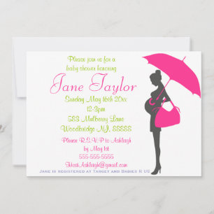 Magenta Silhouette Baby Shower Invitations Kaart