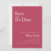 Magenta Simple Calligraphy Photo Save the Date (Voorkant)