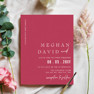 Magenta Simple Elegant Modern Wedding Kaart