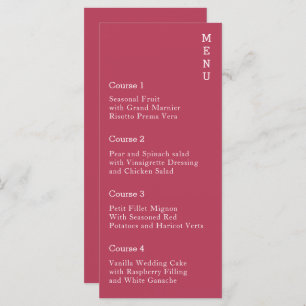 Magenta Simple Modern Wedding Menu