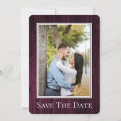 Magenta Simple Rustic Photo Save the Date (Voorkant)