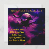 Magenta Sky Bats Halloween Party Invitation Kaart (Achterkant)