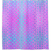 Magenta, Sky Blue en Navy Geometric Douchegordijn (Voorkant)