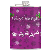 Magenta-slang en rendierfles heupfles (Voorkant)