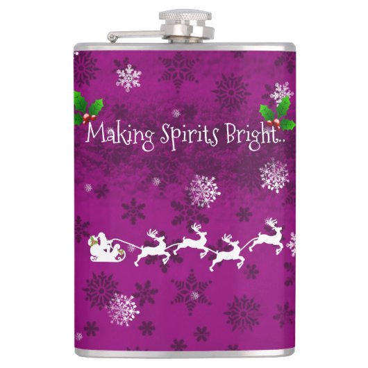 Magenta-slang en rendierfles heupfles (Voorkant)