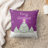 Magenta Sneeuwige Kerstboom Worp Kussen (Deken)