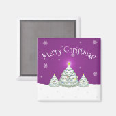 Magenta Snowy kerstboom Magnet (Voorkant / Achterkant)