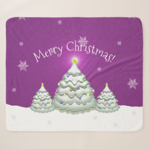 Magenta Snowy kerstboom Sherpa Blanket Deken