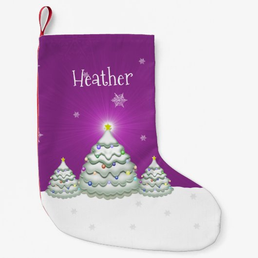 Magenta Snowy kerstboomkerstmis stoppen Kleine Kerstsok (Voorkant)