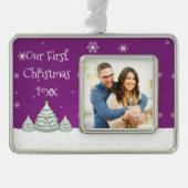 Magenta Snowy kerstboomvormig Ornament (Voorkant)